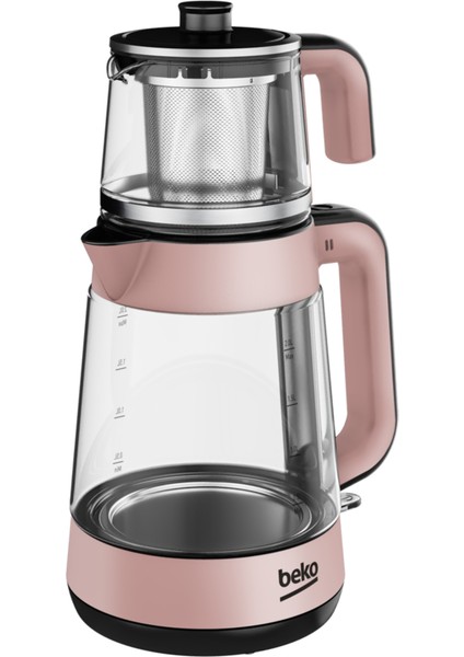 1900W Pembe Çay Makinesi, Zarif Rose Gold Tasarım, Hızlı ve Kolay Demleme