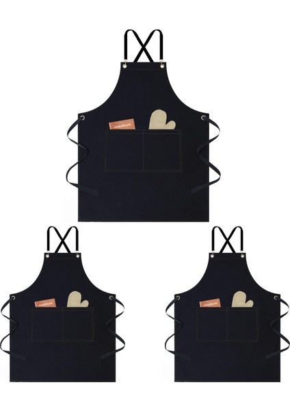 3 Adet Cepli Mutfak Önlüğü – Masterchef Önlüğü - Aşçı Önlüğü – Garson Önlüğü