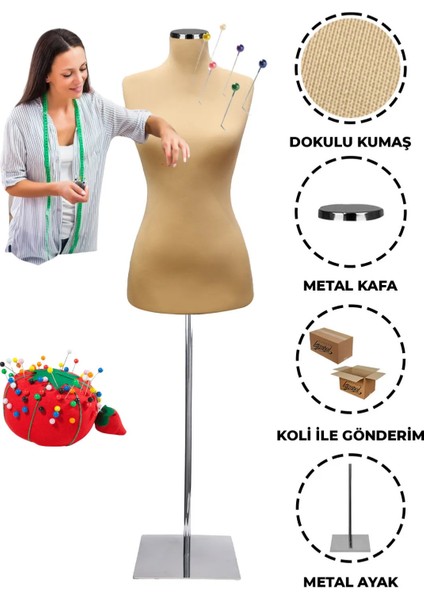 Şardonlu Özel Kumaş Ten Rengi Süngerli, Terzi Mankeni Prova Mankeni