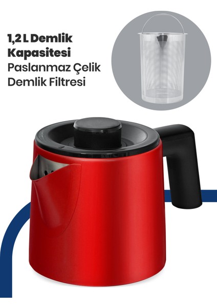 Kırmızı Xl 2200W Damlatmayan Çelik Çay ve Su Isıtıcı fiyatları