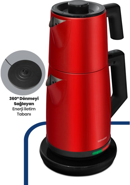 Kırmızı Xl 2200W Damlatmayan Çelik Çay ve Su Isıtıcı fırsatları