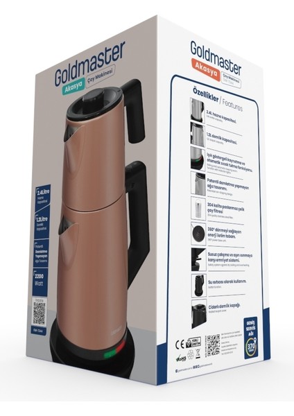 Kırmızı Xl 2200W Damlatmayan Çelik Çay ve Su Isıtıcı