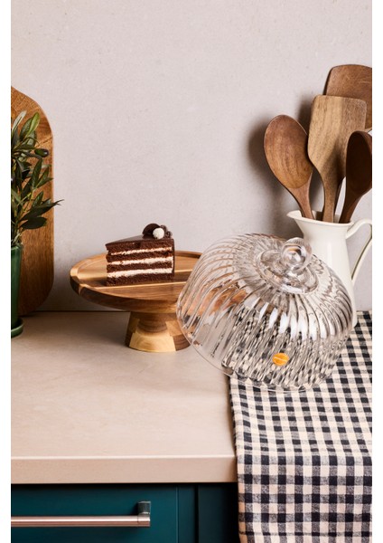 Lion Akasya Standlı Cam Kek Fanusu Ayaklı 22 cm