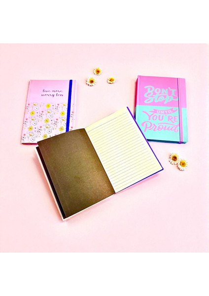 3'lü Renkli Lastikli Defter /motivasyon Yazılı - Bahar Temalı fiyatları