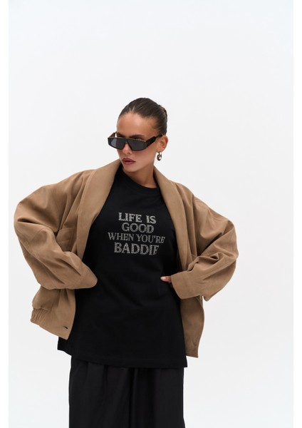 Baddie Oversize Siyah T-Shirt fiyatları