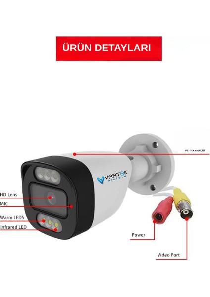 2 Kameralı Güvenlik Kamera Seti 5mp 1080P Full Hd Tam Renkli Gece Görüş Dvr Kayıt Cihazlı Tak Çalıştır Sistem modelleri