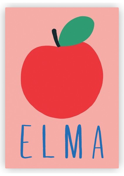 Elma Çocuk Odası Posteri Çocuklar İçin Ahşap Poster 20X29 cm