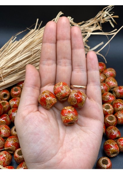 16 mm Desenli Ahşap Boncuk (50 Gram 38 Adet) Delik Çapı 6 mm Makrome Takı Bileklik Yuvarlak fiyatları