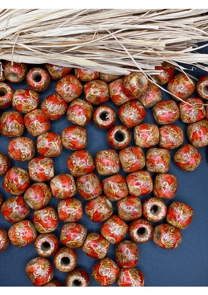 16 mm Desenli Ahşap Boncuk (50 Gram 38 Adet) Delik Çapı 6 mm Makrome Takı Bileklik Yuvarlak modelleri