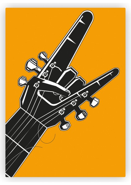 Boynuz İşareti Rock Ahşap Poster 20X29 cm