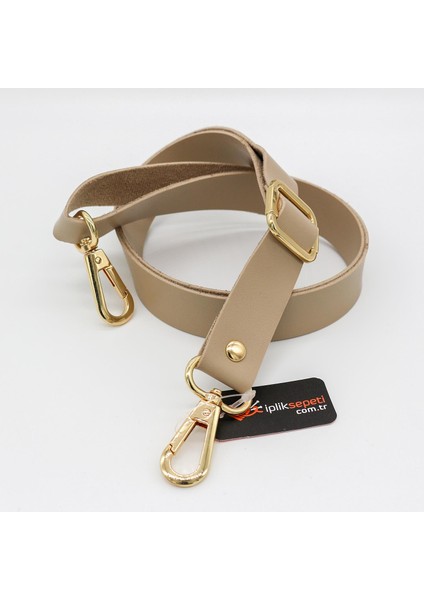 Ayarlanabilir Deri Çapraz Çanta Askısı [ 2.5cm & 72CM ] Bej - 1 Adet