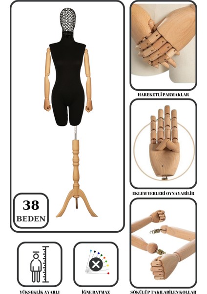 Yüksek Kalite Pantolon Giyebilen Özel Kafa Kadın Terzi Mankeni