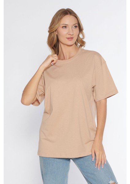 Erkek Bisiklet Yaka %100 Pamuk Oversize T-Shirt