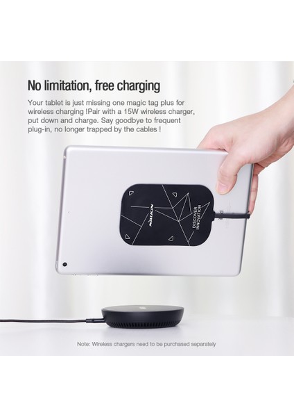 Magic Tag Plus Type-C Çıkışlı 15W Wireless Şarj Pedi Tablet Uyumlu modelleri
