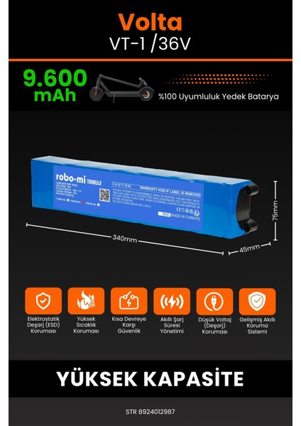 Volta Vt-1 /36V 9600MAH Elektrikli Scooter Bataryası - Yüksek Yoğunluklu Li-Ion Hücre fiyatları