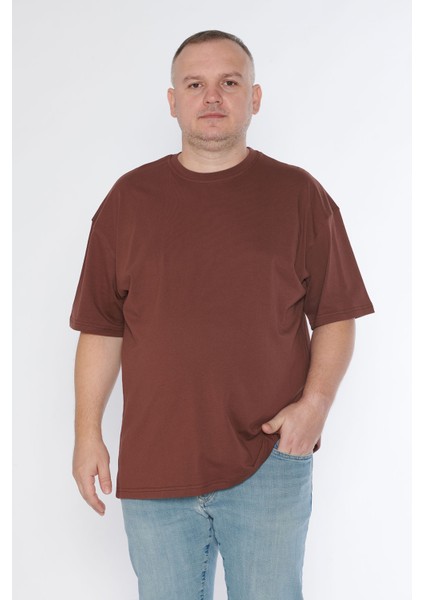 Erkek Bisiklet Yaka %100 Pamuk Oversize T-Shirt fırsatları