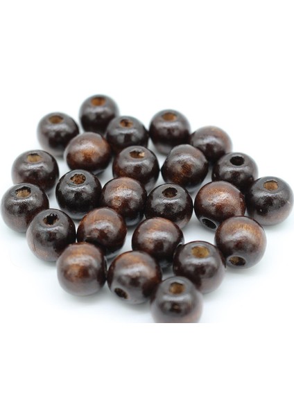 Ahşap Boncuk 12MM Cilalı Yuvarlak 20GR Kahverengi - 1 Adet