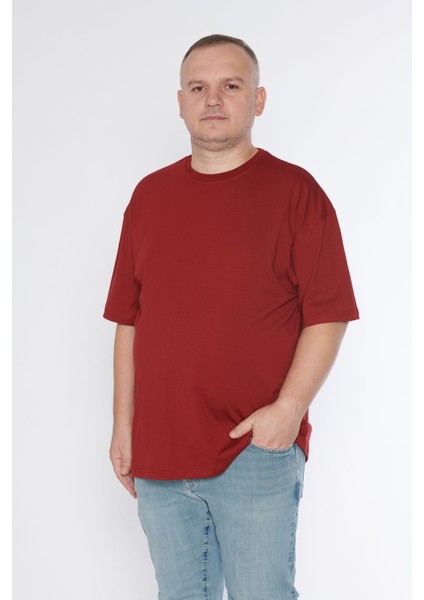 Erkek Bisiklet Yaka %100 Pamuk Oversize T-Shirt fırsatları