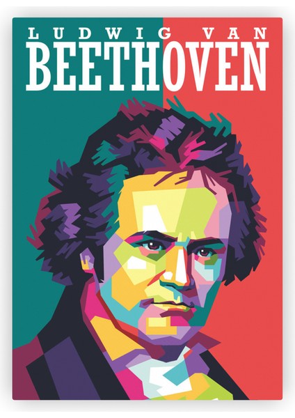 Ludwig van Beethoven WPAP Pop Art Ahşap Poster 20 x 29 cm