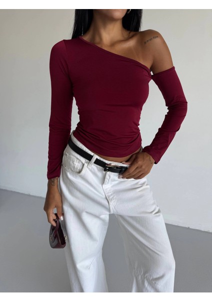 Omuz Detaylı Kollu Bluz Bordo F2336 fiyatları
