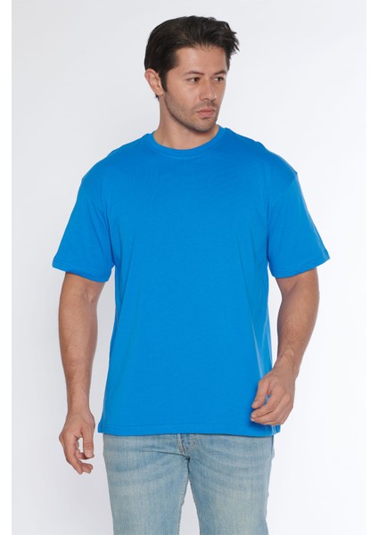 Erkek Bisiklet Yaka %100 Pamuk Oversize T-Shirt