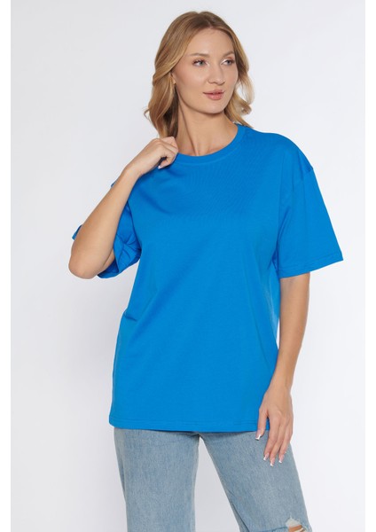 Erkek Bisiklet Yaka %100 Pamuk Oversize T-Shirt