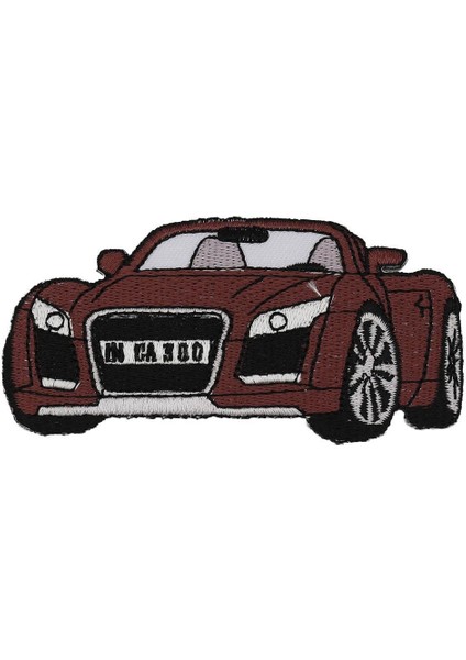 Ütüyle Yapışan Bugatti Spor Araba Aplike Kahverengi - 1 Adet