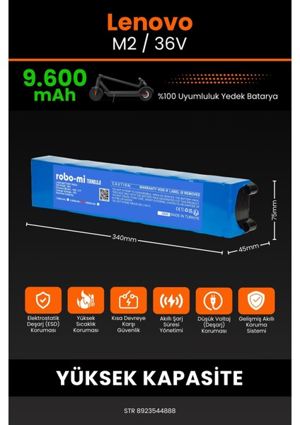 Lenovo M2 / 36V 9600MAH Elektrikli Scooter Bataryası - Gerçek Kapasite, Maksimum Güvenlik fiyatları