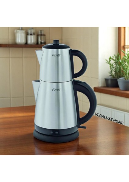 2'li Çelik Elektrikli Çay ve Su Isıtıcı, Inox, Gri Renk