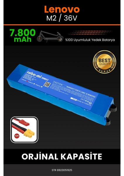 Lenovo M2 / 36V 7800MAH Elektrikli Scooter Bataryası - Sertifikalı Güvenlik, Gerçek Kapasite
