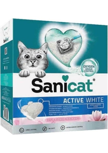 Active White Oksijen Kontrollü Koku Emici Lotus Çiçeği Kokulu Ultra Topaklanan Kedi Kumu 6lt