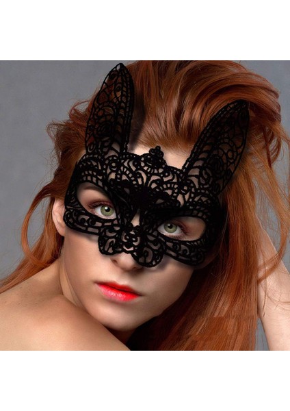 Siyah Renk Dantel Kesim Dantel Işlemeli Balo Parti Maskesi 7 No (5263)