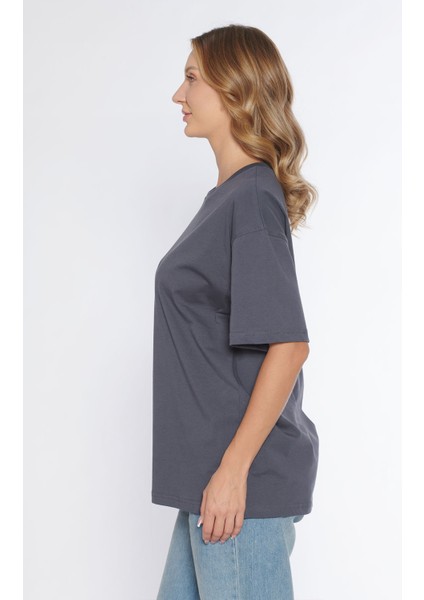 Erkek Bisiklet Yaka %100 Pamuk Oversize T-Shirt