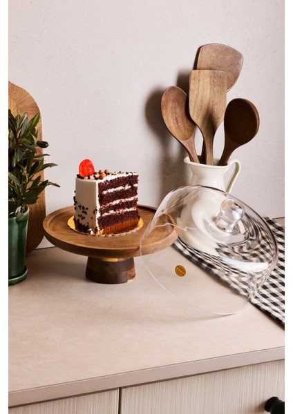 Leo Akasya Standlı Cam Kek Fanusu Ayaklı 22 cm