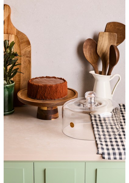 Leo Akasya Standlı Cam Kek Fanusu Ayaklı 22 cm