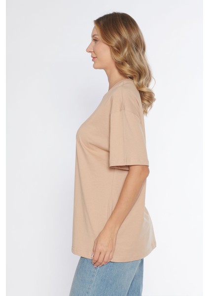 Erkek Bisiklet Yaka %100 Pamuk Oversize T-Shirt