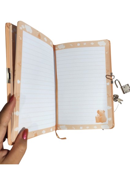 Capybara Hatıra Defteri (Günlük) Kilitli Defter 80 Yaprak - Süslü modelleri