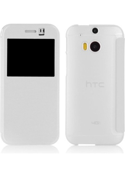 Htc One M8 Pencereli ve Uyku Modlu Flip Cover - Beyaz modelleri