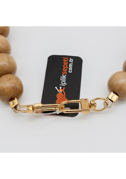 Ahşap Boncuklu Çanta Sapı [içi Çelik Halat] 45CM Siyah & Bej - 1 Adet fiyatları