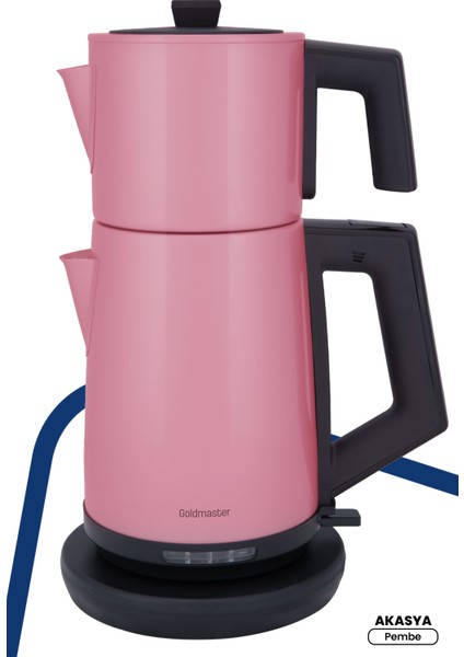 Pembe Xl Çelik Çay Makinesi ve Su Isıtıcısı, Damlatmayan, 2200W, Patentli Tasarım