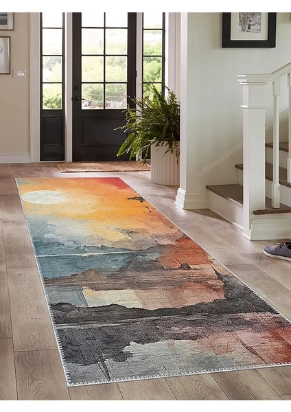 , Makinede Yıkanabilir, Kaymaz Taban, Dijital Baskı, Çok Renkli, Salon Halısı, Oturma Odası Halısı, Mutfak Halısı ve Yolluk