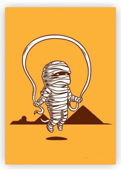 İp Atlayan Mumya Piramitler Ahşap Poster 20 x 29 cm