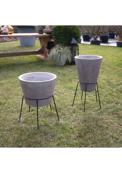 Boston Metal Ayaklı Beton Saksı Küçük Gri modelleri