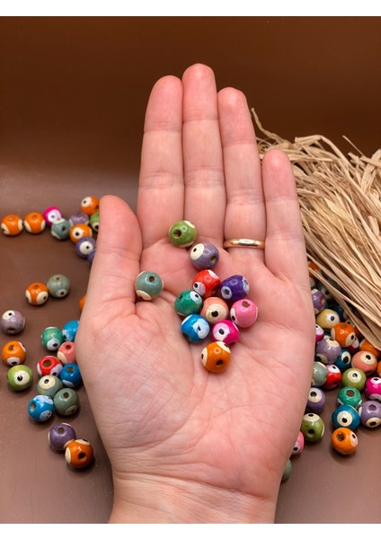 Karışık Renkli Ahşap Nazar Boncuk Delik Çapı 3 mm Tahta Boncuk Takı fiyatları