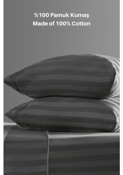 Pamuk Saten Lastikli Çarşaf Takımı Çizgili Çift Kişilik Beyaz/renkli Otel Tipi Lüx Yastıklı indirimleri