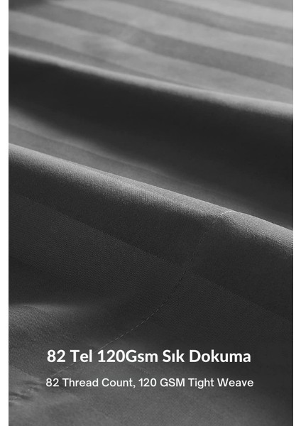 Pamuk Saten Lastikli Çarşaf Takımı Çizgili Çift Kişilik Beyaz/renkli Otel Tipi Lüx Yastıklı