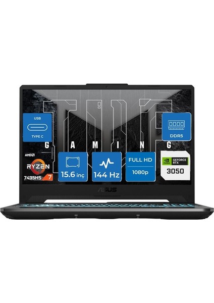 Tuf Gaming A15 FA506NCR Amd Ryzen 7 7435HS 8gb Ddr5 512GB SSD RTX3050 4gb 15.6" Fhd 144HZ Windows 11 Pro Taşınabilir Bilgisayar HN034F01 + Snertech Çanta fiyatları