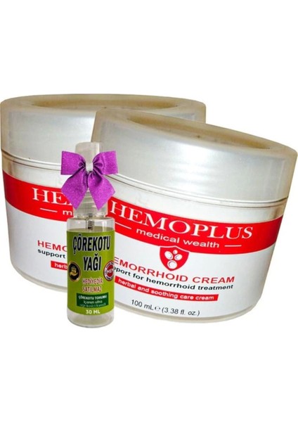 Hemoplus Bakım Kremi 100 ml x 2 Adet + Çörek Otu Yağı 30 ml