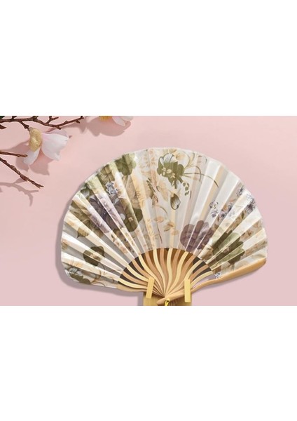 - Lüks, Kaliteli Hediyelik Yeşil Çiçek Desenli Şık Istiridye Yelpaze fırsatları