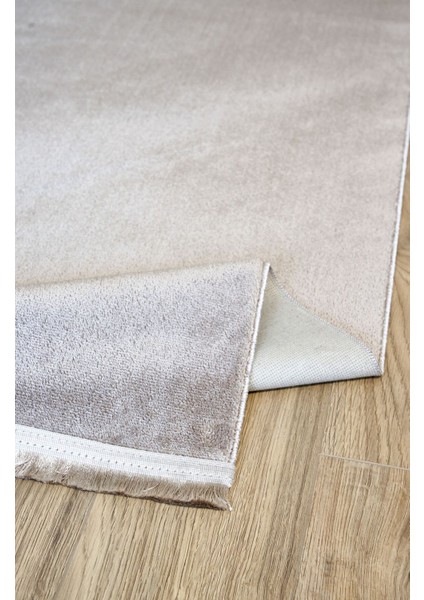 Yoga 5013 Bej - Kaymaz Yıkanabilir Halı | Yumuşak Dokulu Düz Renk Halı fırsatları